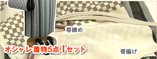 本格派さんのための、小粋な綿着物5点・Iセット!