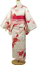 牡丹と小桜柄浴衣