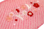 手絞り生地にうさぎ桜の刺繍をあしらったお子さま用ふっくら半衿(ピンク)【七五三小物特集】
